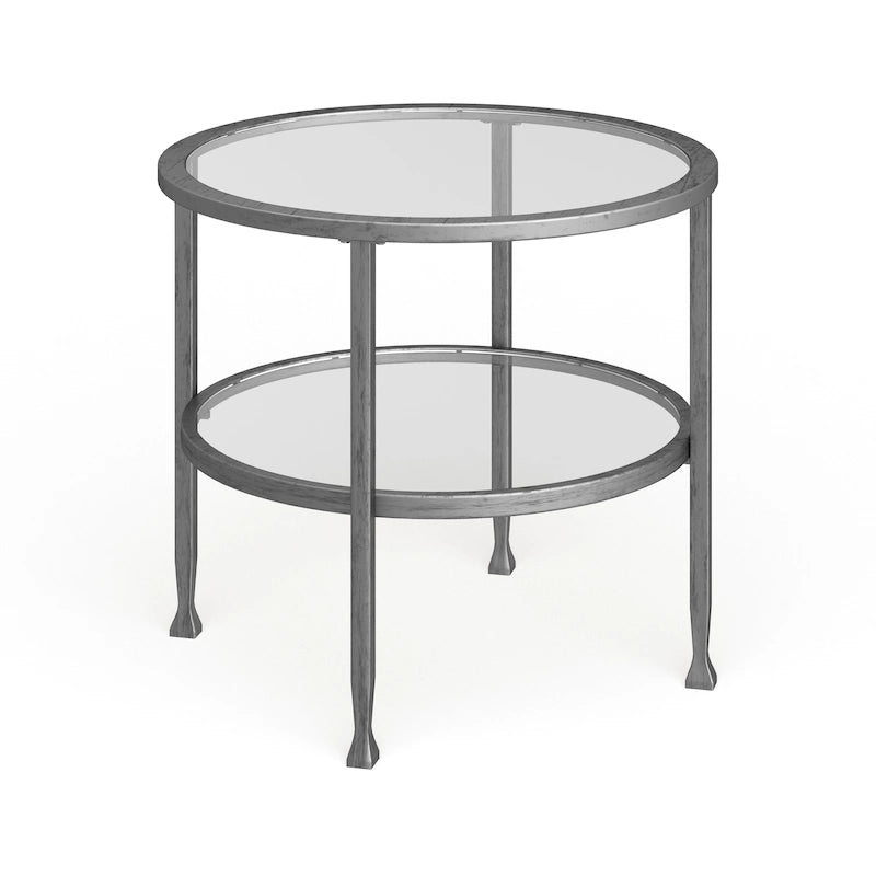 Table d'appoint ronde en métal argenté