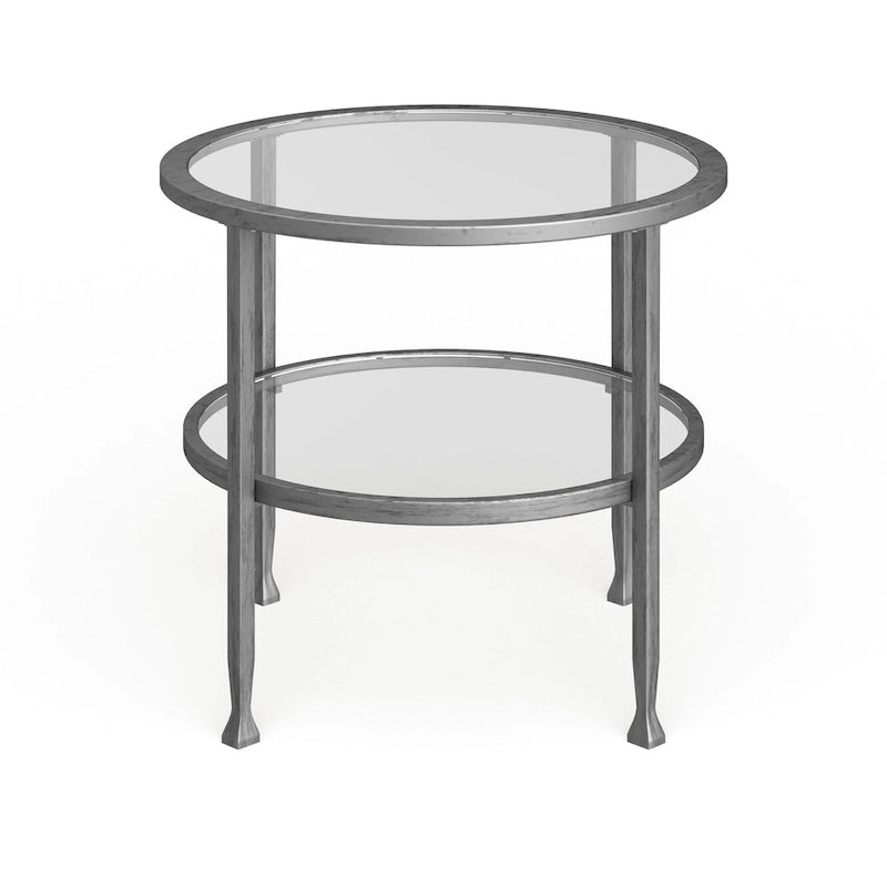 Table d'appoint ronde en métal argenté