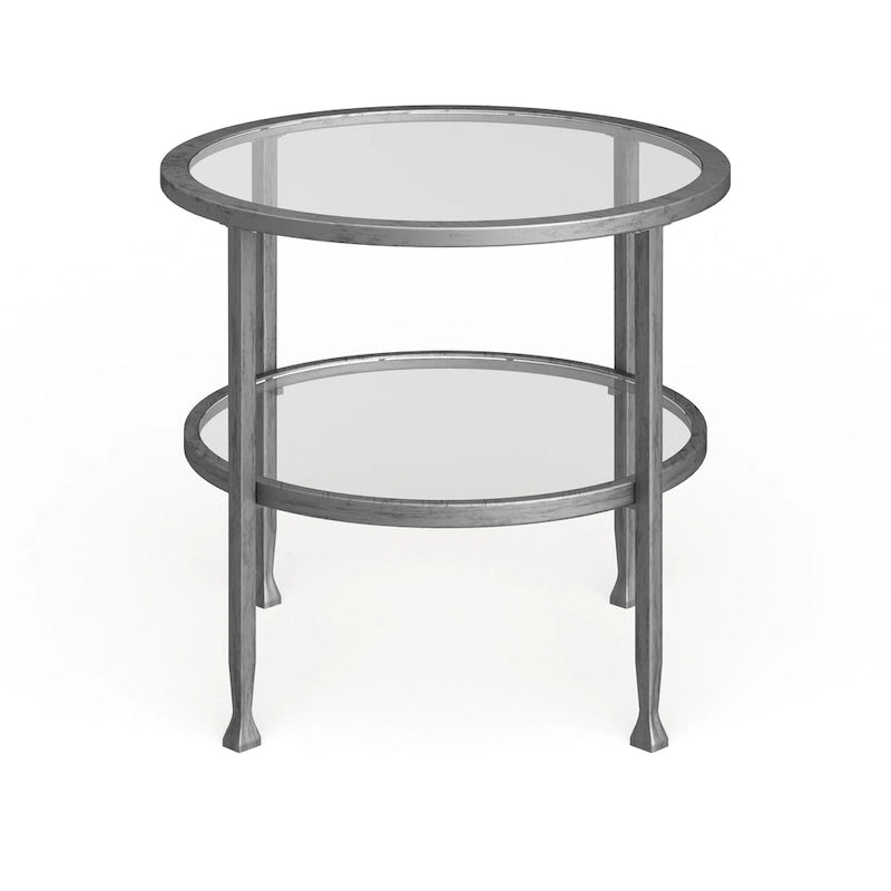 Table d'appoint ronde en métal argenté