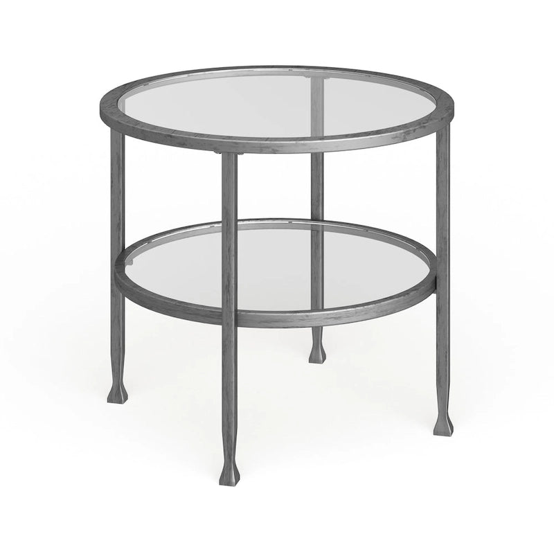 Table d'appoint ronde en métal argenté