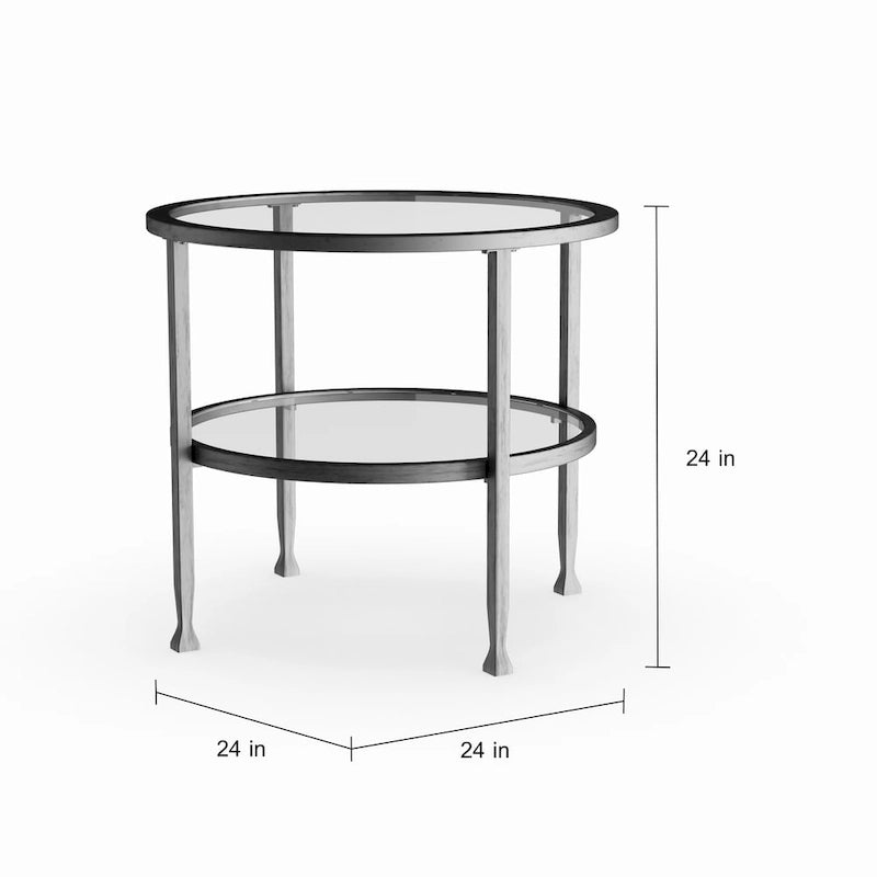 Table d'appoint ronde en métal argenté
