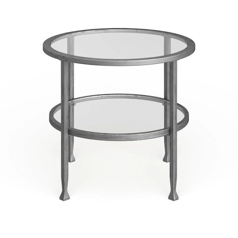 Table d'appoint ronde en métal argenté