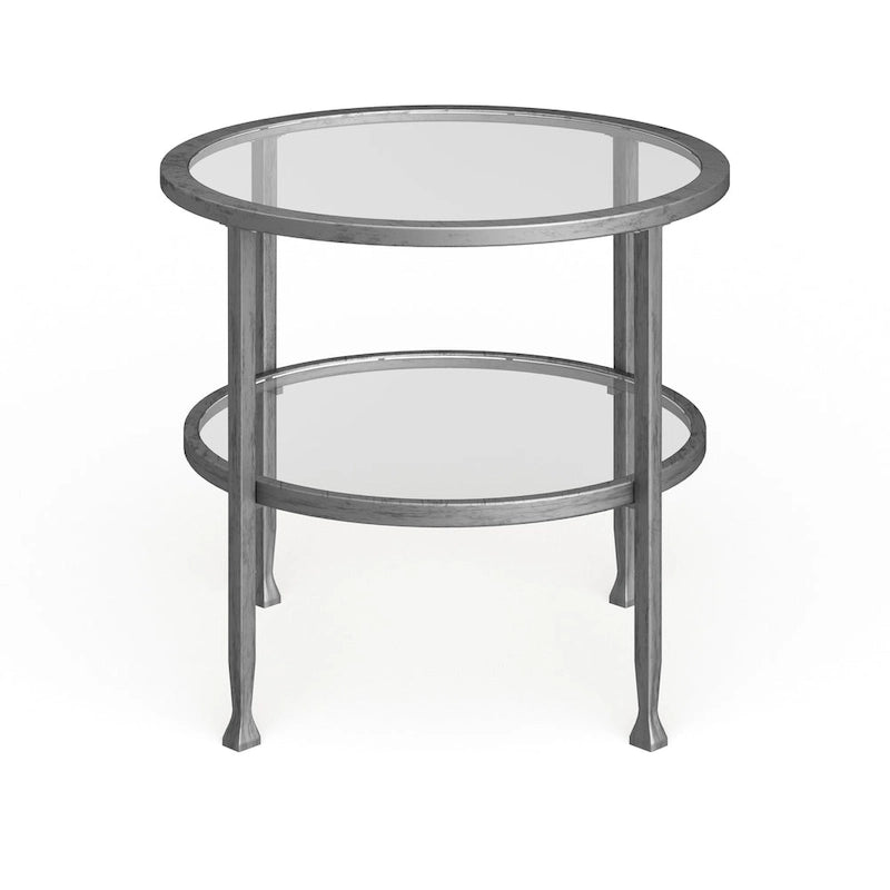 Table d'appoint ronde en métal argenté