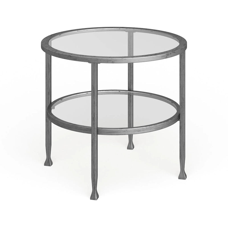 Table d'appoint ronde en métal argenté