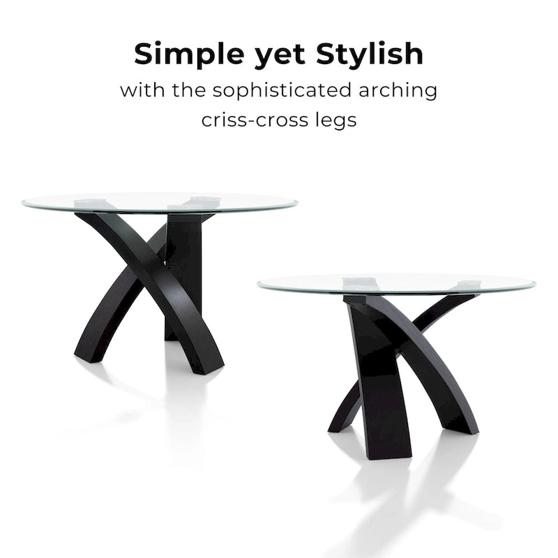 Table à manger moderne avec plateau en verre rond de 52 pouces