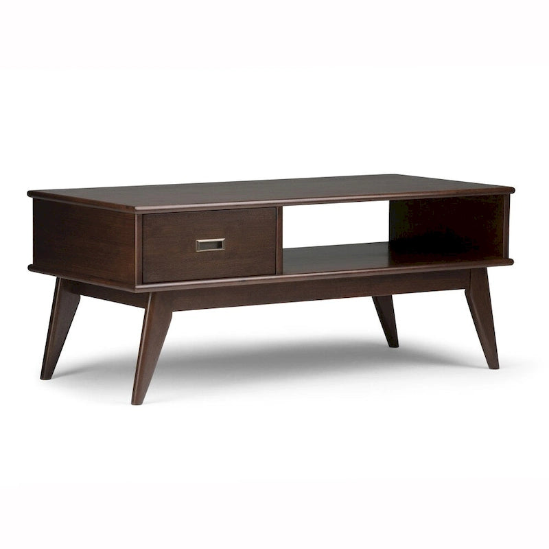 Table basse rectangulaire en bois massif – 48 pouces de large, style moderne du milieu du siècle (48" l x 22" P x 20" H)