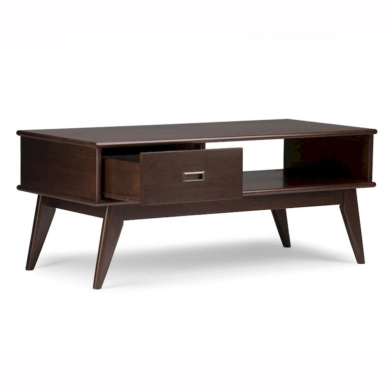 Table basse rectangulaire en bois massif – 48 pouces de large, style moderne du milieu du siècle (48" l x 22" P x 20" H)