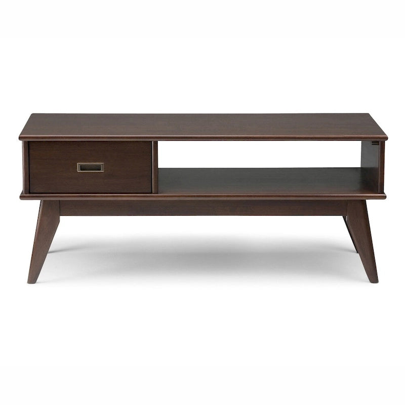 Table basse rectangulaire en bois massif – 48 pouces de large, style moderne du milieu du siècle (48" l x 22" P x 20" H)