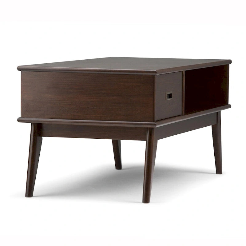 Table basse rectangulaire en bois massif – 48 pouces de large, style moderne du milieu du siècle (48" l x 22" P x 20" H)