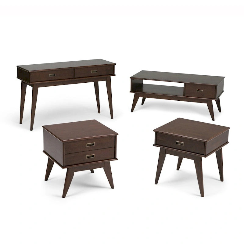 Table basse rectangulaire en bois massif – 48 pouces de large, style moderne du milieu du siècle (48" l x 22" P x 20" H)