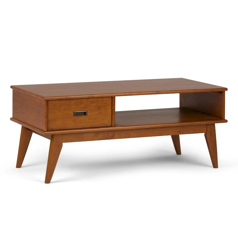 Table basse rectangulaire en bois massif – 48 pouces de large, style moderne du milieu du siècle (48" l x 22" P x 20" H)
