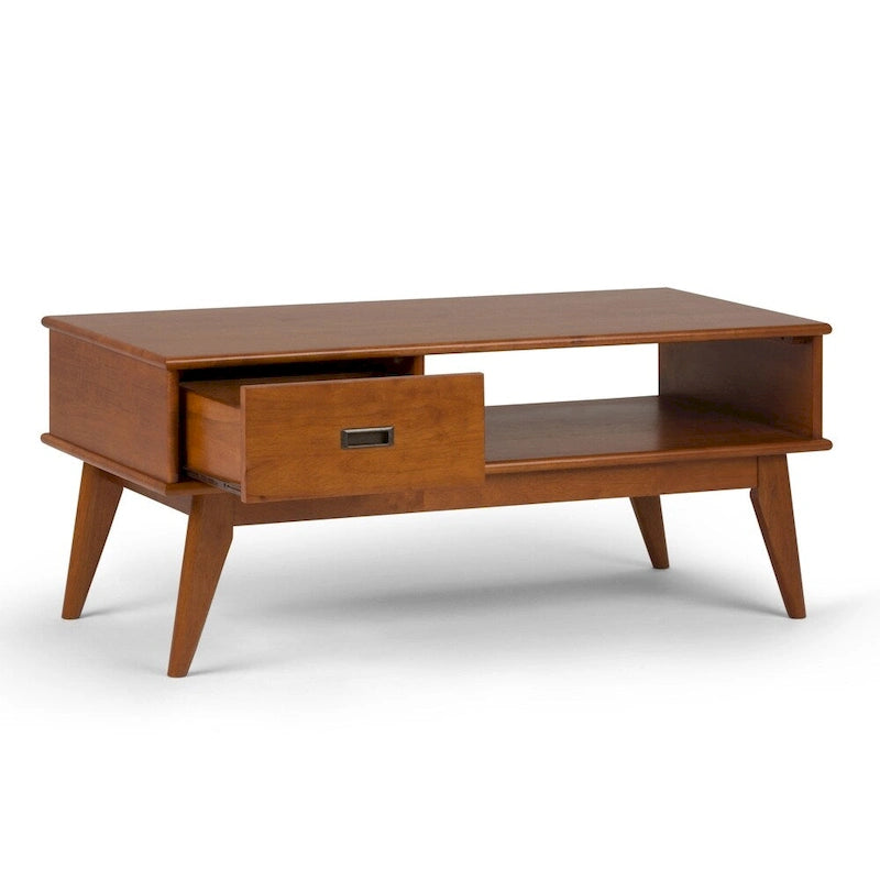 Table basse rectangulaire en bois massif – 48 pouces de large, style moderne du milieu du siècle (48" l x 22" P x 20" H)