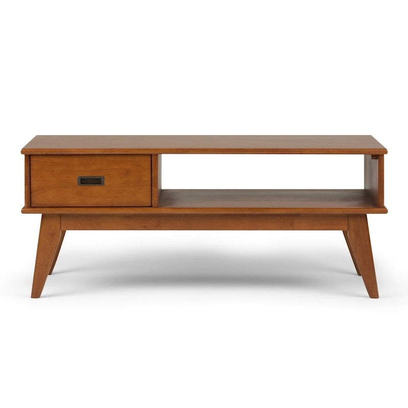 Table basse rectangulaire en bois massif – 48 pouces de large, style moderne du milieu du siècle (48" l x 22" P x 20" H)