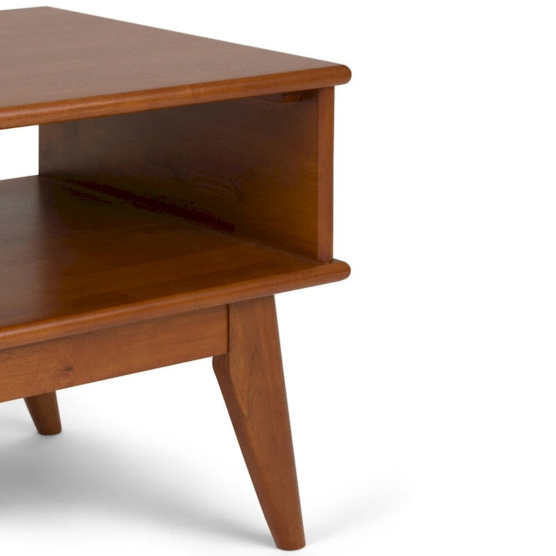 Table basse rectangulaire en bois massif – 48 pouces de large, style moderne du milieu du siècle (48" l x 22" P x 20" H)
