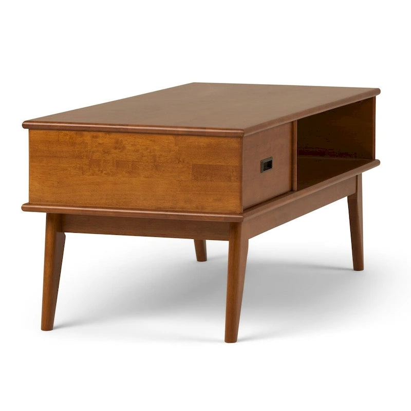 Table basse rectangulaire en bois massif – 48 pouces de large, style moderne du milieu du siècle (48" l x 22" P x 20" H)