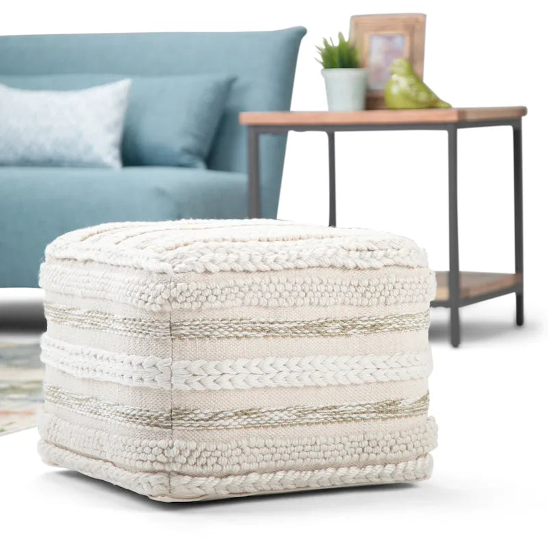 Coussin de sol carré style bohème (motif tissé à la main)
