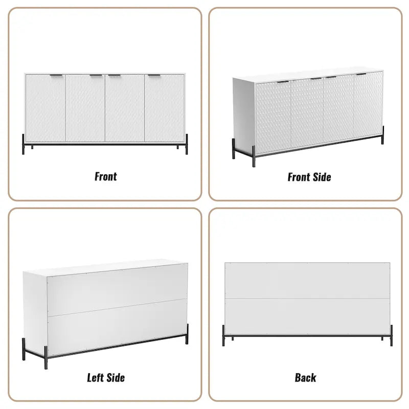 Buffet de rangement et décoratif à quatre portes ultra-brillant