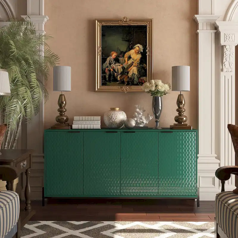 Buffet de rangement et décoratif à quatre portes ultra-brillant