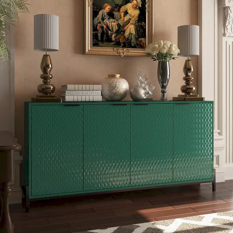 Buffet de rangement et décoratif à quatre portes ultra-brillant