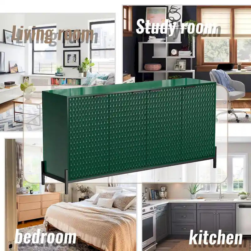 Buffet de rangement et décoratif à quatre portes ultra-brillant