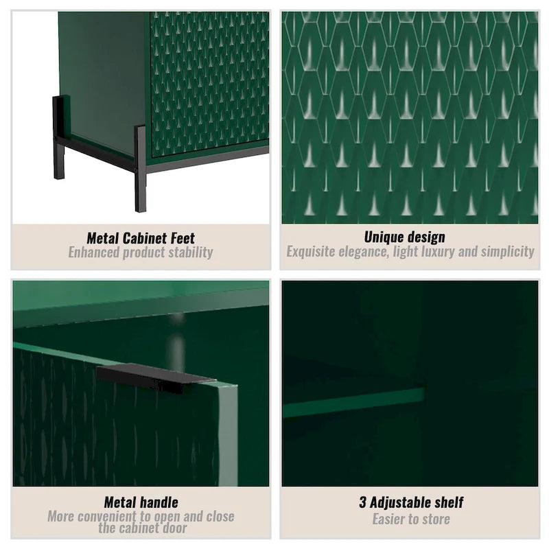 Buffet de rangement et décoratif à quatre portes ultra-brillant