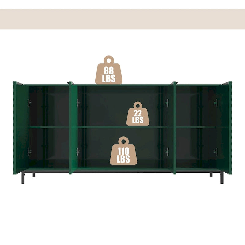 Buffet de rangement et décoratif à quatre portes ultra-brillant