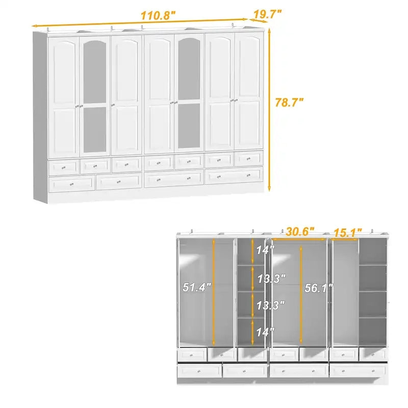 Armoire à deux portes — Armoire de rangement à portes miroirs