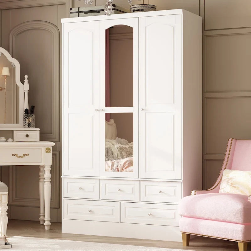 Armoire à deux portes — Armoire de rangement à portes miroirs