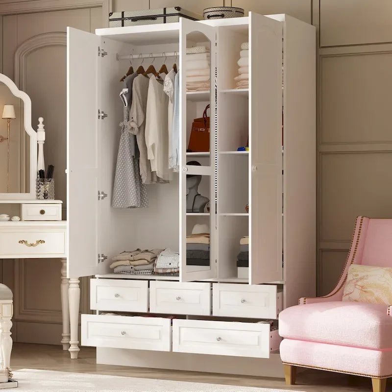 Armoire à deux portes — Armoire de rangement à portes miroirs
