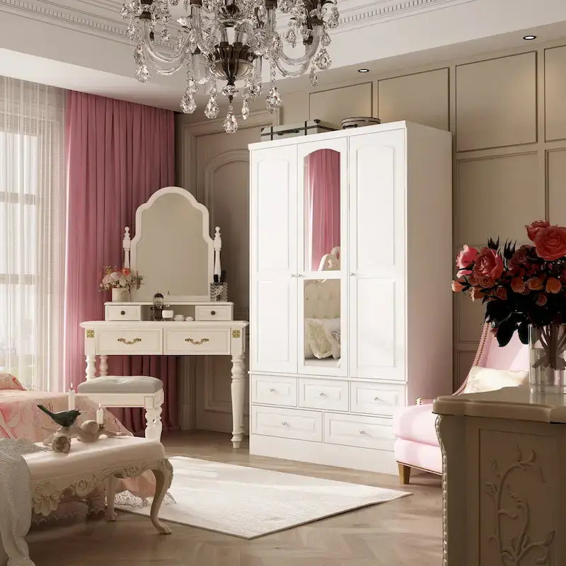 Armoire à deux portes — Armoire de rangement à portes miroirs