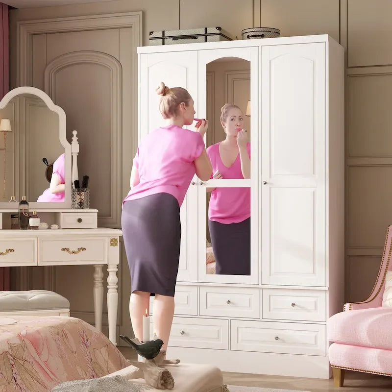 Armoire à deux portes — Armoire de rangement à portes miroirs