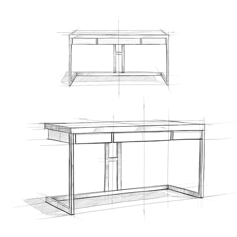 Bureau de style industriel en acacia massif