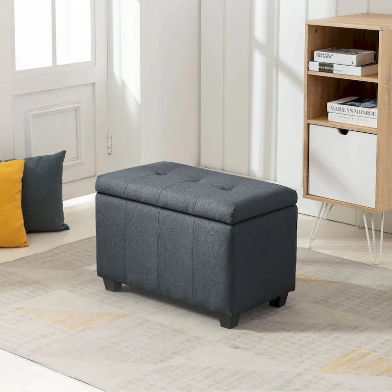 Banc de rangement en tissu à couvercle rabattable