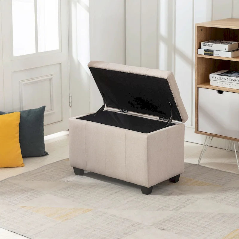 Banc de rangement en tissu à couvercle rabattable
