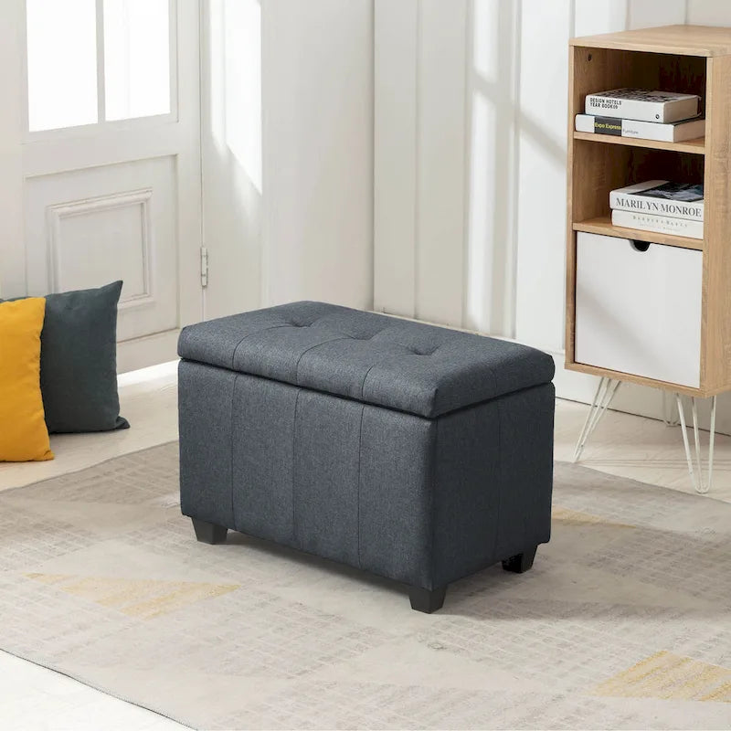 Banc de rangement en tissu à couvercle rabattable