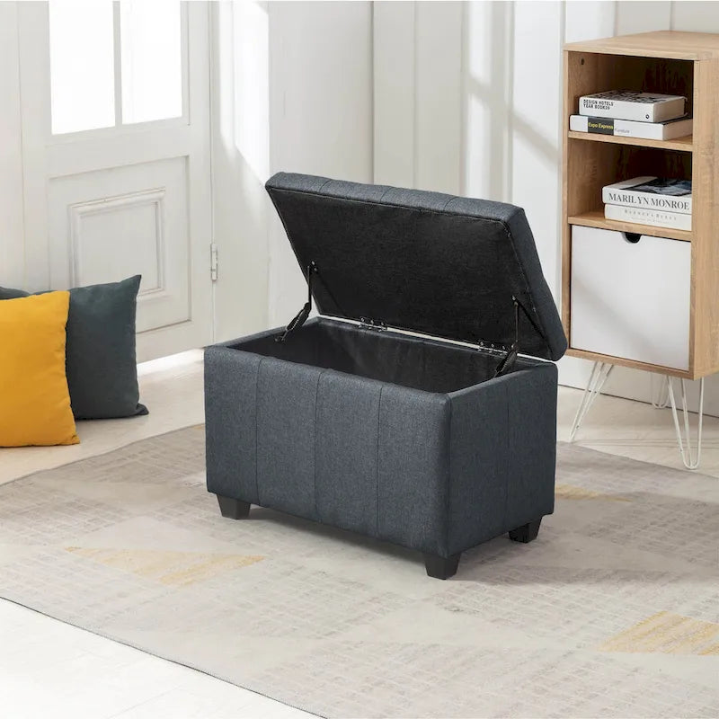 Banc de rangement en tissu à couvercle rabattable