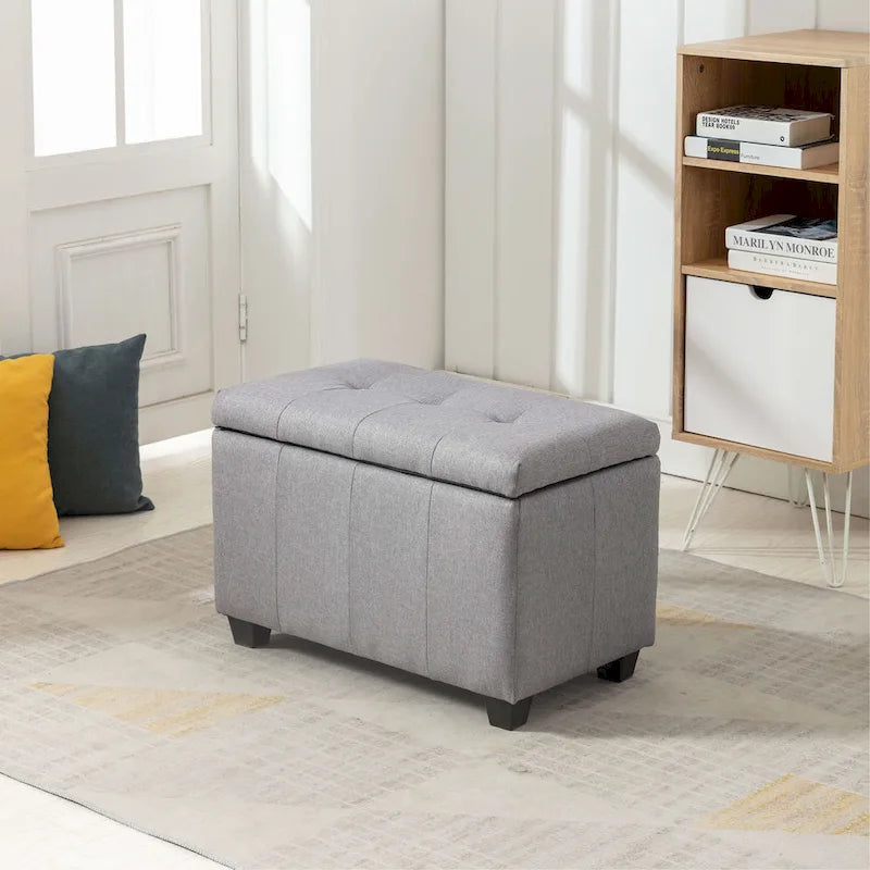 Banc de rangement en tissu à couvercle rabattable