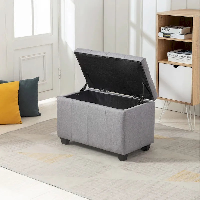 Banc de rangement en tissu à couvercle rabattable