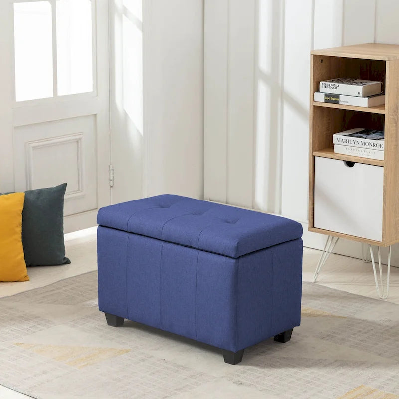 Banc de rangement en tissu à couvercle rabattable