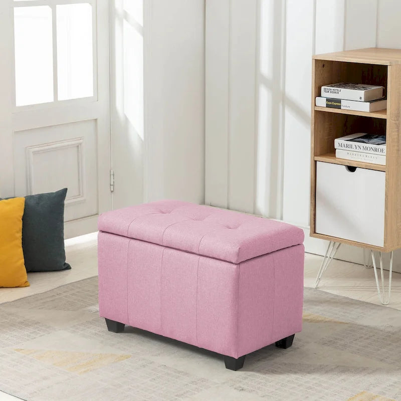 Banc de rangement en tissu à couvercle rabattable