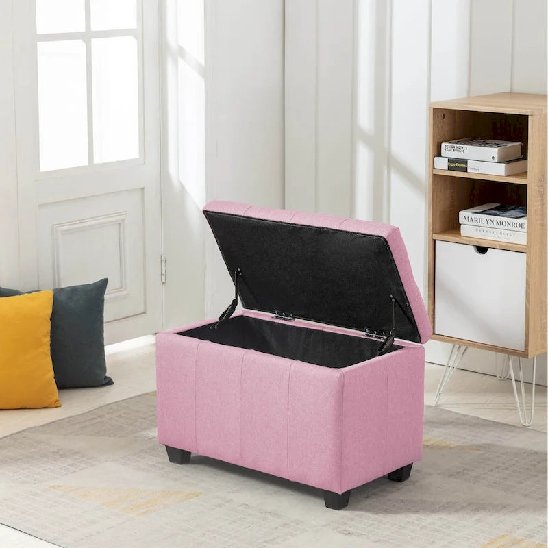 Banc de rangement en tissu à couvercle rabattable