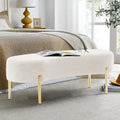 Banc rembourré et banc d'entrée avec pieds en métal plaqué or, adapté au salon - 45,7*15,4 cm