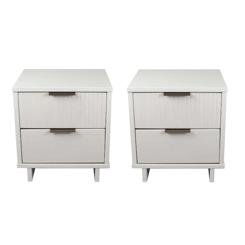 Ensemble de 2 tables de chevet médiévales en bois massif à double tiroir