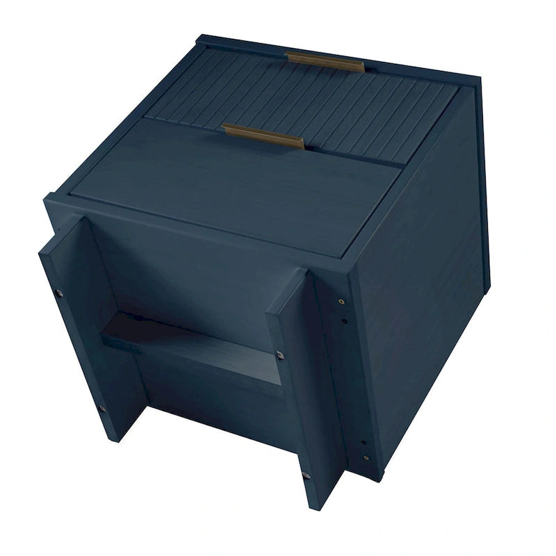 Ensemble de 2 tables de chevet médiévales en bois massif à double tiroir