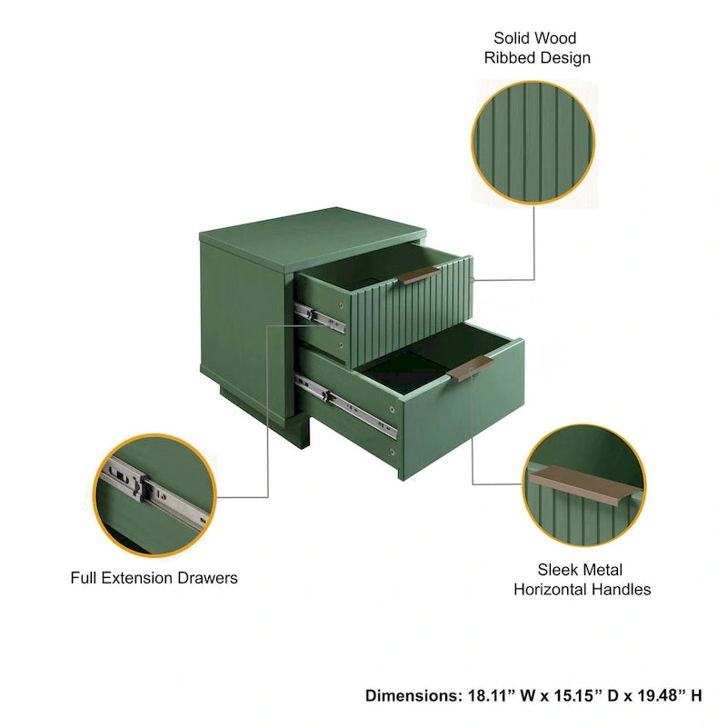 Ensemble de 2 tables de chevet médiévales en bois massif à double tiroir
