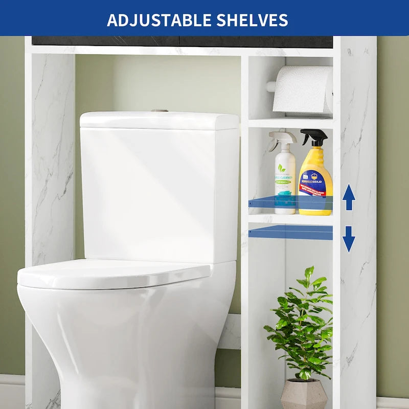 Meuble de rangement de salle de bain au-dessus des toilettes (avec tiroirs et étagères)