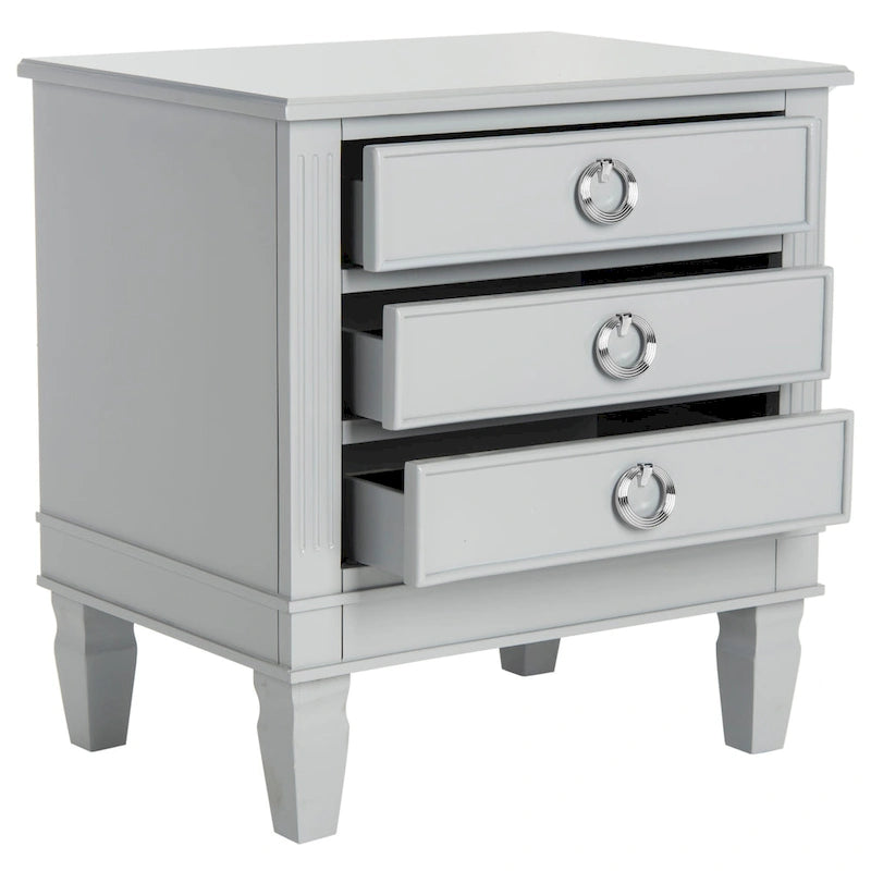 Table de chevet blanche à trois tiroirs