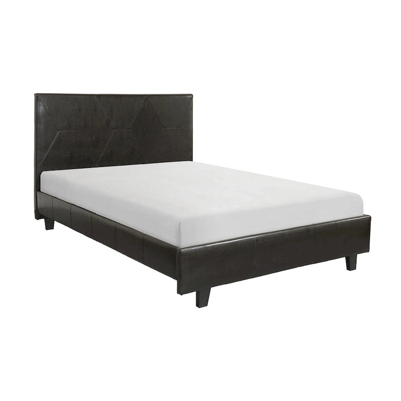 Lit plateforme California King – Similicuir marron, structure en bois massif
