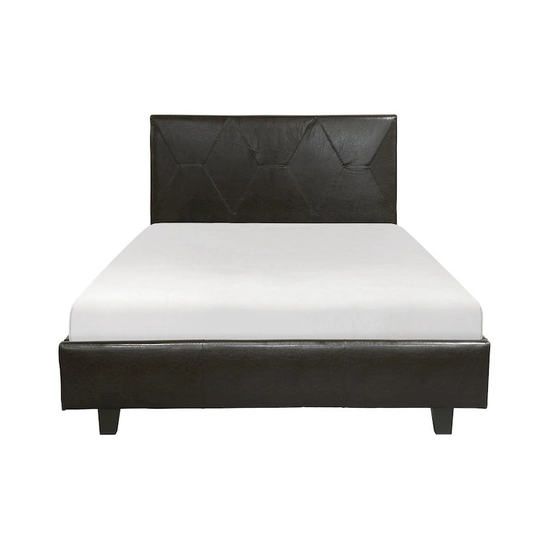 Lit plateforme California King – Similicuir marron, structure en bois massif