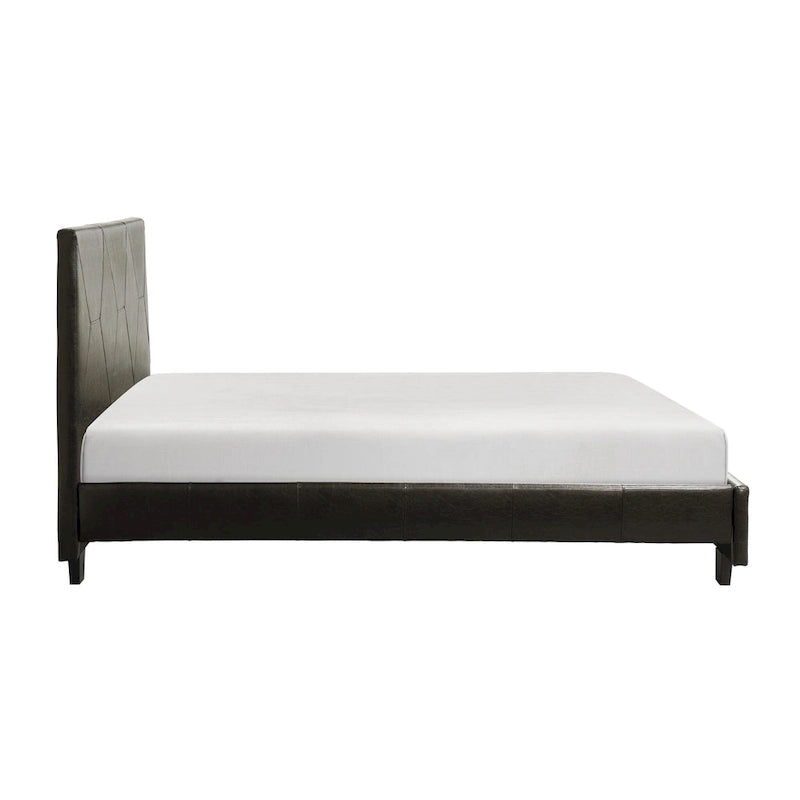 Lit plateforme California King – Similicuir marron, structure en bois massif